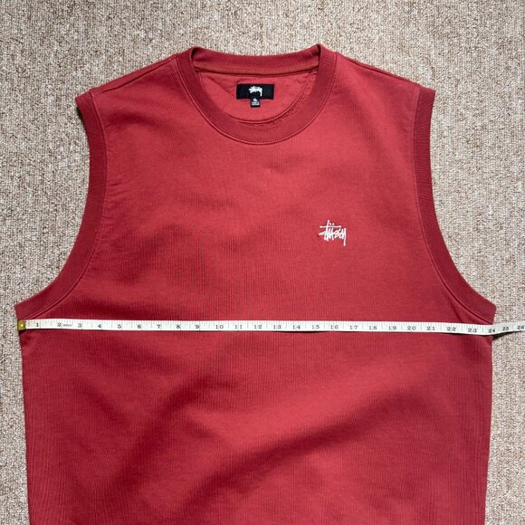 Stussy Fleece Vest Stock Logo Washed Burgundy EUC Mens XL - Picture 6 of 9